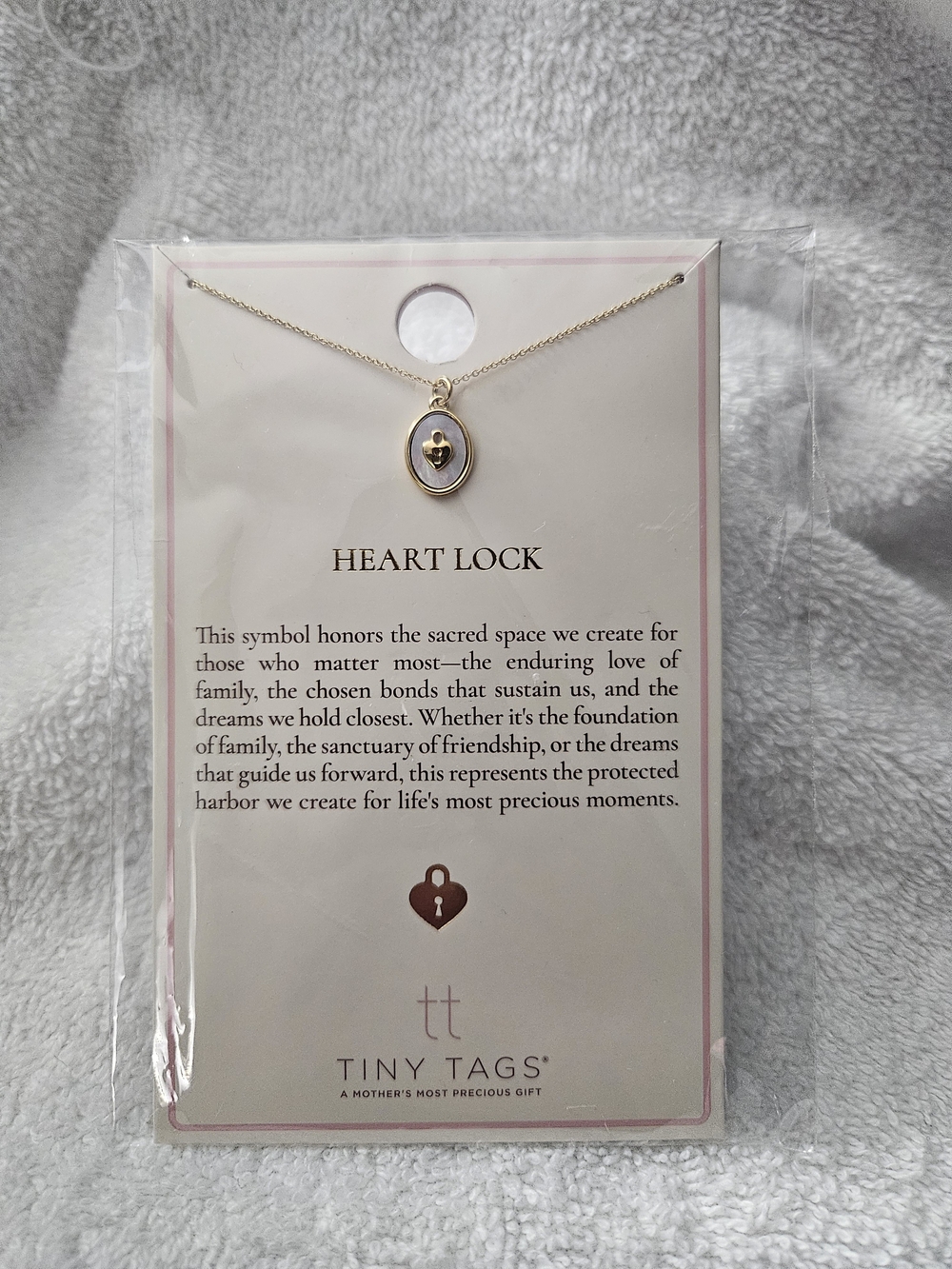Tiny Tags 14K Gold Ion Plated Heart Lock Mother of Pearl Necklace Target